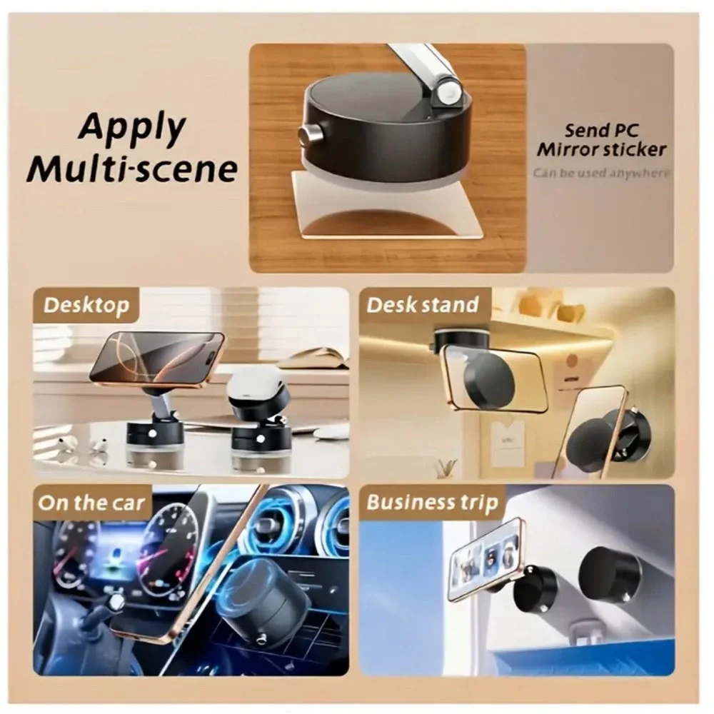 360° Rotatable Magnetic Suction Mount Phone Holder – Foldable, Adjustable Stand